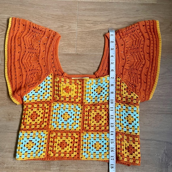 Circus NY Crochet Granny Square Crop Top | Size S | Retro Boho - Picture 7 of 7